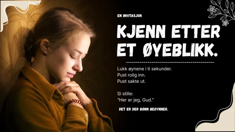 Ung kvinne med lukkede øyne i stille bønn – brukt på siden om kristent bønnefellesskap i Norge.